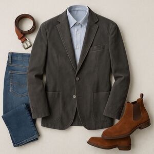 Kroon Men’s 44R Gray Cotton Stretch Blazer Sport Coat Casual Jacket